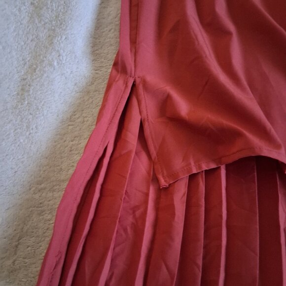 Cotidie Women's M Brick Terracotta Adeline Long Sleeve Button Down Pleated Top - Picture 10 of 13